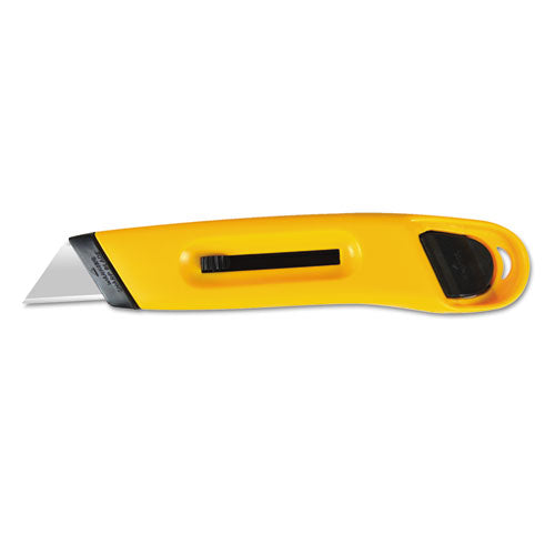 Plastic Utility Knife With Retractable Blade And Snap Closure, 6" Plastic Handle, Yellow