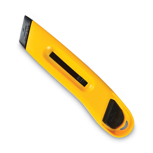 Plastic Utility Knife With Retractable Blade And Snap Closure, 6" Plastic Handle, Yellow