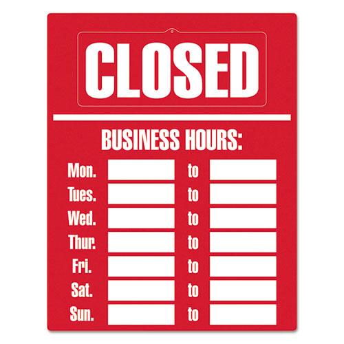 Business Hours Sign Kit, 15 X 19, Red