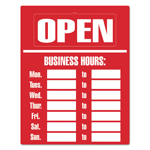 Business Hours Sign Kit, 15 X 19, Red