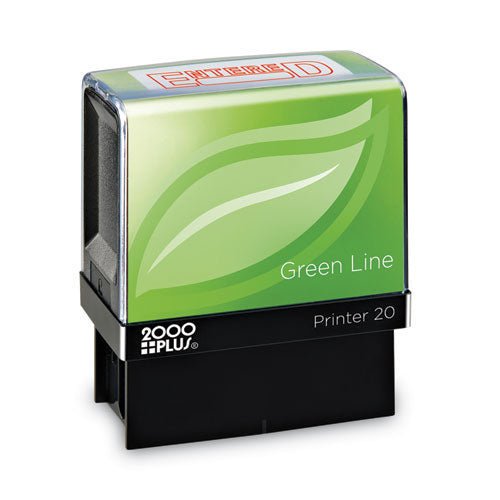 Green Line Message Stamp, Entered, 1.5 X 0.56, Red