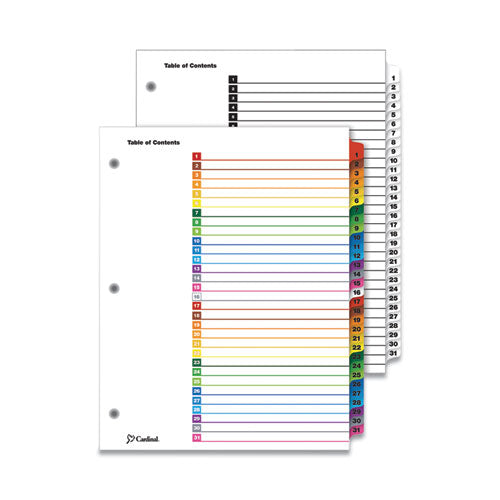 Onestep Printable Table Of Contents And Dividers, 31-tab, 1 To 31, 11 X 8.5, White, White Tabs, 1 Set