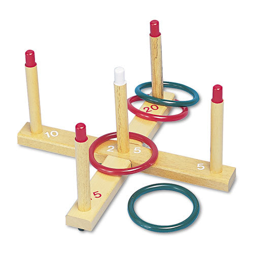 Ring Toss Set, Plastic/wood, Assorted Colors, 5 Pegs, 4 Rings