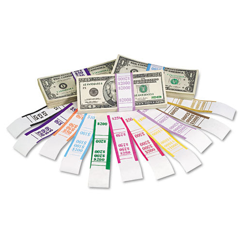 Currency Straps, Blue, $100 In Dollar Bills, 1000 Bands/pack