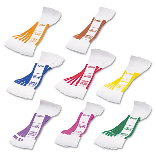 Currency Straps, Red, $500 In $5 Bills, 1000 Bands/pack