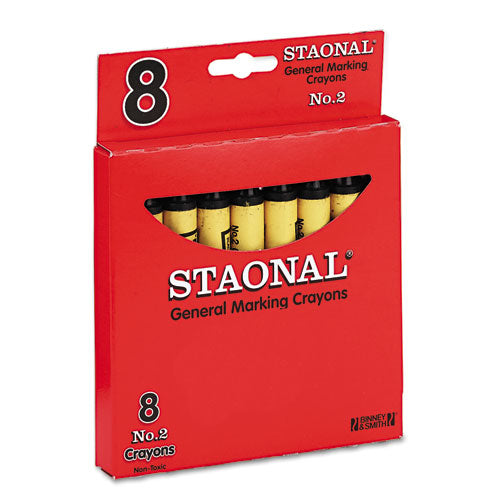 Staonal Marking Crayons, Black, 8/box