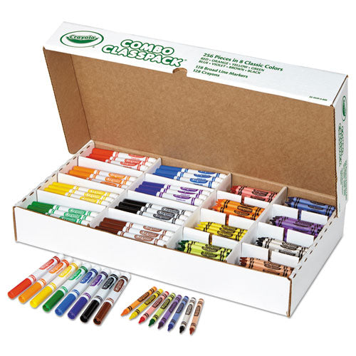 Crayons And Markers Combo Classpack, Eight Colors, 256/set