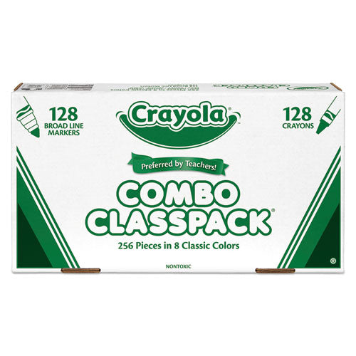 Crayons And Markers Combo Classpack, Eight Colors, 256/set