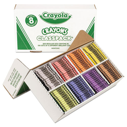 Classpack Regular Crayons, 8 Colors, 800/box