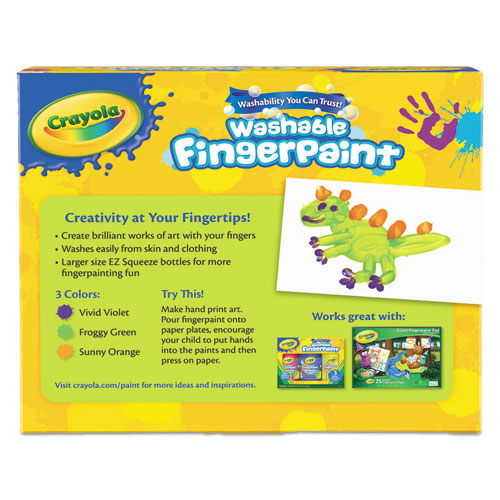 Washable Fingerpaint Pack, 3 Assorted Bright Colors, 8 Oz Tube, 3/pack