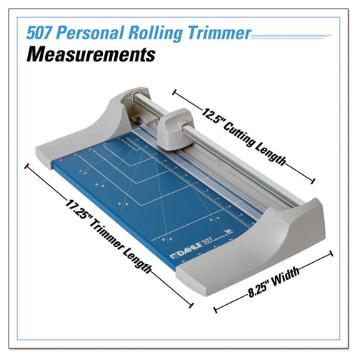 Rolling/rotary Paper Trimmer/cutter, 7 Sheets, 12" Cut Length, Metal Base, 8.25 X 17.38