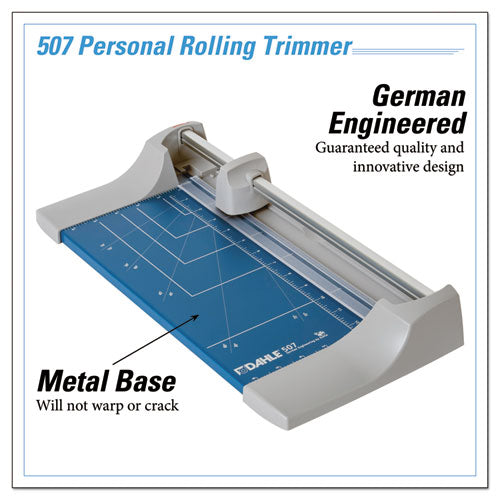 Rolling/rotary Paper Trimmer/cutter, 7 Sheets, 12" Cut Length, Metal Base, 8.25 X 17.38