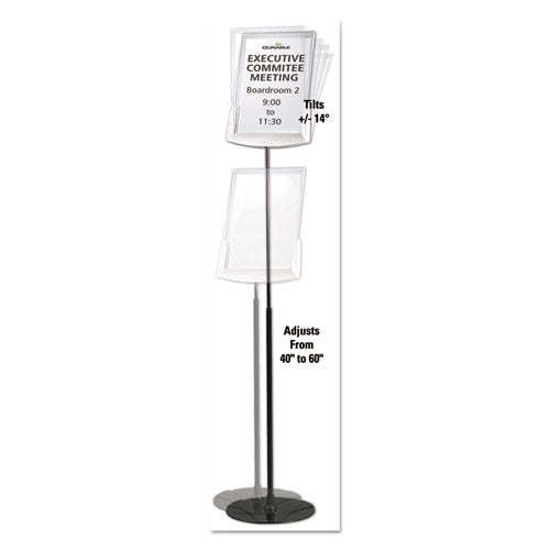 Sherpa Infobase Sign Stand, Acrylic/metal, 40" To 60" High, Gray