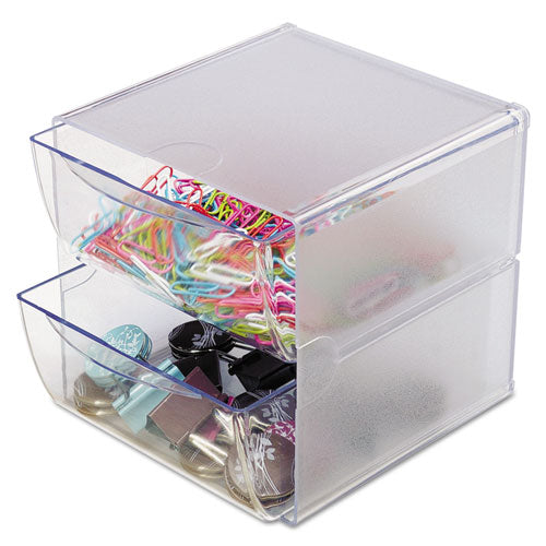 Stackable Cube Organizer, X Divider, 4 Compartments, Plastic, 6 X 7.2 X 6, Clear