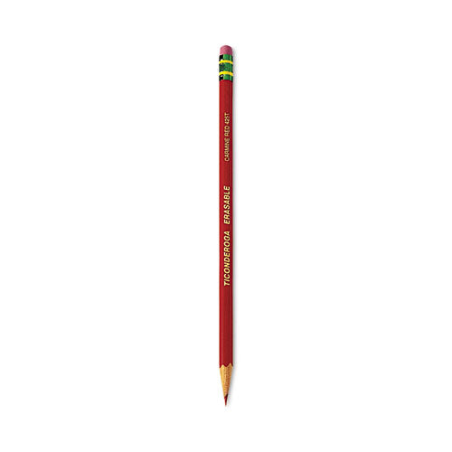 Erasable Colored Pencils, 2.6 Mm, 2b (#1), Carmine Red Lead, Carmine Red Barrel, Dozen