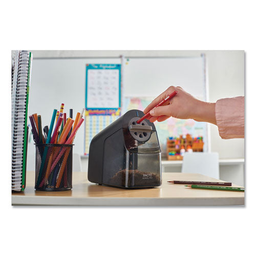 Model 1670 School Pro Classroom Electric Pencil Sharpener, Ac-powered, 4 X 7.5 X 7.5, Black/gray/smoke