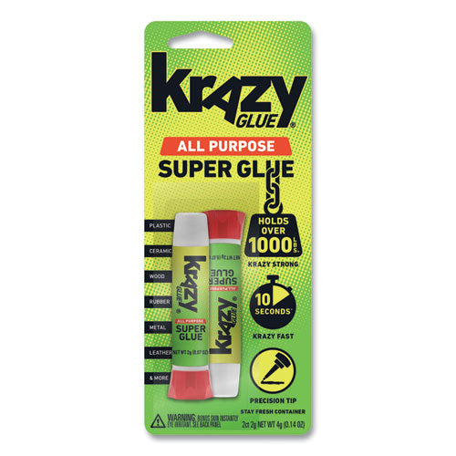 All Purpose Krazy Glue, 0.07 Oz, Dries Clear, 2/pack