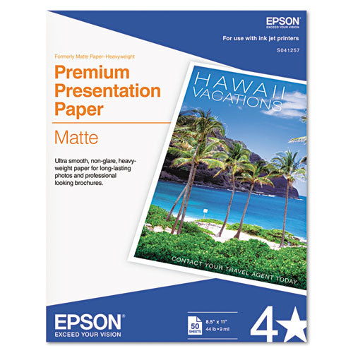 Premium Matte Presentation Paper, 9 Mil, 8.5 X 11, Matte Bright White, 50/pack