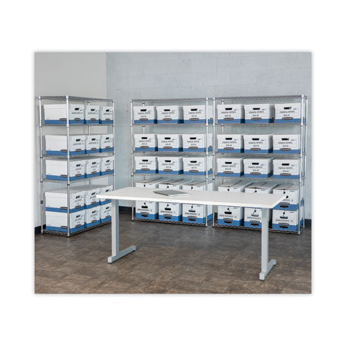 Stor/file Medium-duty Letter/legal Storage Boxes, Letter/legal Files, 12.75" X 16.5" X 10.5", White/blue, 4/carton