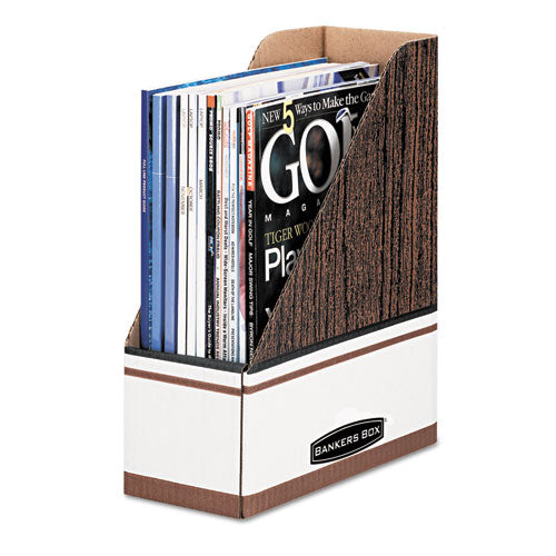 Corrugated Cardboard Magazine File, 4 X 9 X 11.5, Wood Grain, 12/carton