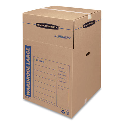 Smoothmove Wardrobe Box, Regular Slotted Container (rsc), 24" X 24" X 40", Brown/blue, 3/carton