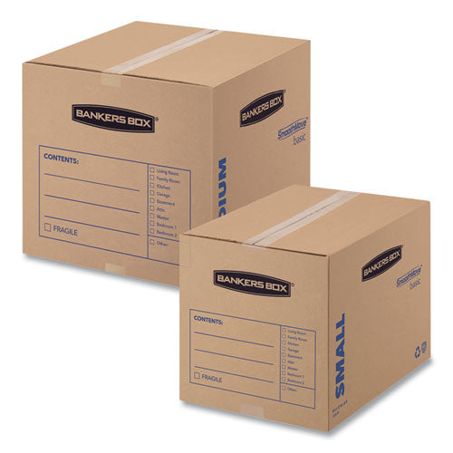 Smoothmove Basic Moving Boxes, Regular Slotted Container (rsc), Small, 12" X 16" X 12", Brown/blue, 25/bundle