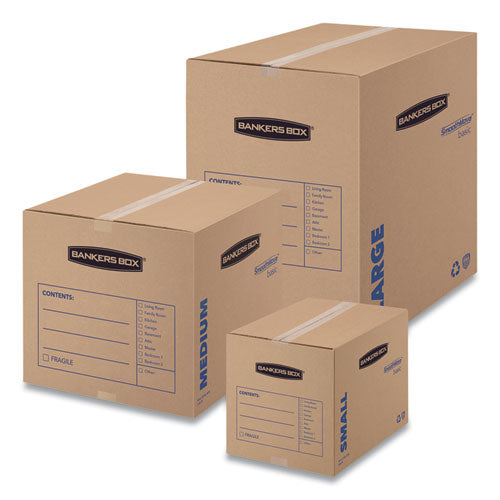 Smoothmove Basic Moving Boxes, Regular Slotted Container (rsc), Small, 12" X 16" X 12", Brown/blue, 25/bundle