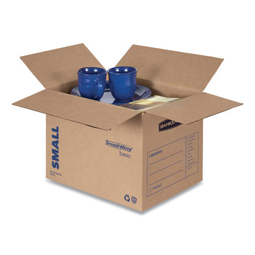 Smoothmove Basic Moving Boxes, Regular Slotted Container (rsc), Small, 12" X 16" X 12", Brown/blue, 25/bundle