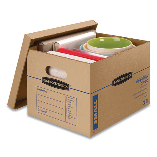 Smoothmove Classic Moving/storage Boxes, Half Slotted Container (hsc), Small, 12" X 15" X 10", Brown/blue, 10/carton