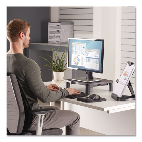 Standard Monitor Riser, For 21" Monitors, 13.38" X 13.63" X 2" To 4", Platinum/graphite, Supports 60 Lbs