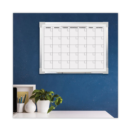 Framed Calendar Dry Erase Board, 24 X 18, White Surface, Silver Aluminum Frame