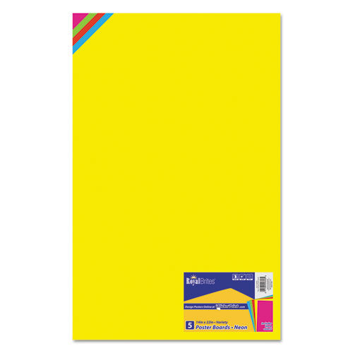 Premium Coated Poster Board, 11 X 14, Assorted Neon Colors, 5/pack