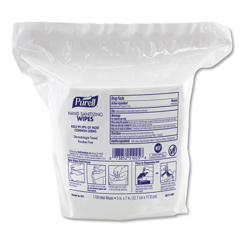Hand Sanitizing Wipes, 3-ply, 8.25 X 14.06, Fresh Citrus Scent, White, 1,700 Wipes/pouch, 2 Pouches/carton