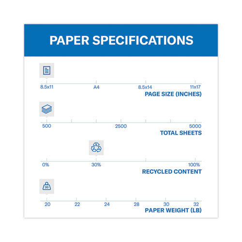 Colors Print Paper, 20 Lb Bond Weight, 8.5 X 11, Blue, 500/ream