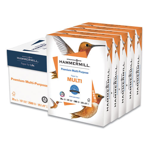 Premium Multipurpose Print Paper, 97 Bright, 24 Lb Bond Weight, 8.5 X 11, White, 500 Sheets/ream, 5 Reams/carton