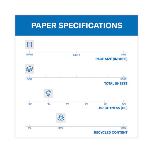 Great White 30 Recycled Print Paper, 92 Bright, 20 Lb Bond Weight, 8.5 X 11, White, 500/ream