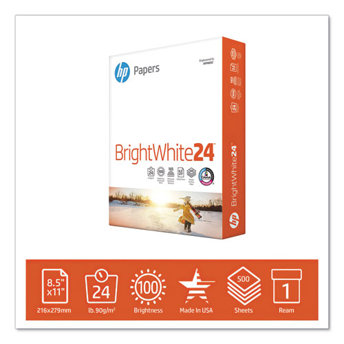 Brightwhite24 Paper, 100 Bright, 24 Lb Bond Weight, 8.5 X 11, Bright White, 500/ream