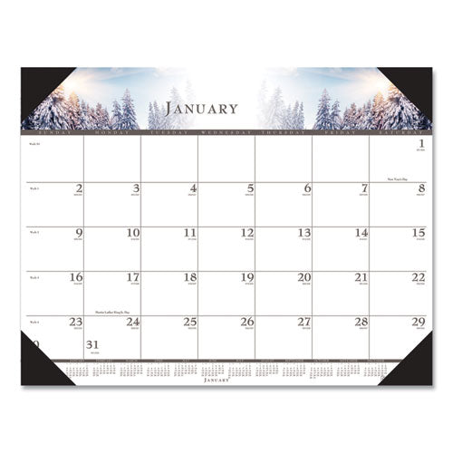 Recycled Full-color Monthly Desk Pad Calendar, Nature Photography, 22 X 17, Black Binding/corners,12-month (jan To Dec): 2024
