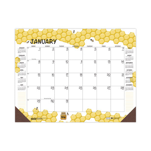 Recycled Honeycomb Desk Pad Calendar, 18.5 X 13, White/multicolor Sheets, Brown Corners, 12-month (jan To Dec): 2024