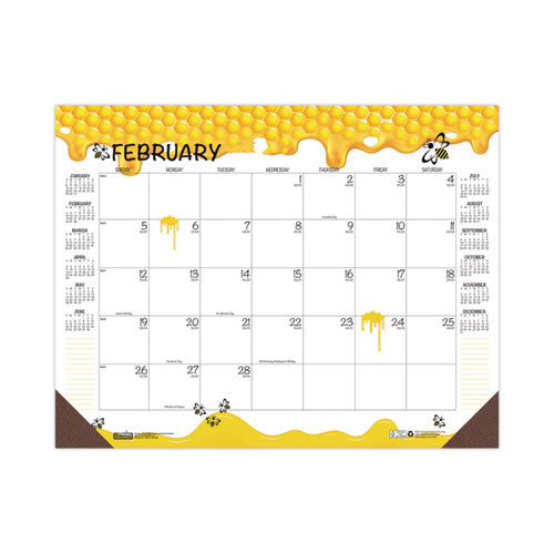 Recycled Honeycomb Desk Pad Calendar, 18.5 X 13, White/multicolor Sheets, Brown Corners, 12-month (jan To Dec): 2024