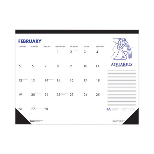 Recycled Zodiac Desk Pad Calendar, Zodiac Artwork, 18.5 X 13, White Sheets, Black Binding/corners, 12-month (jan-dec) 2024