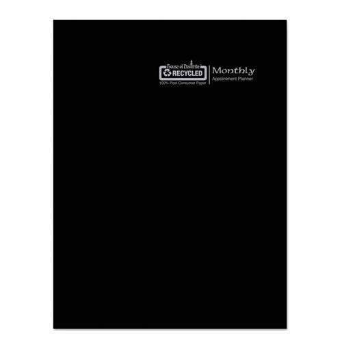 Recycled Ruled 14-month Planner With Leatherette Cover, 11 X 8.5, Black Cover, 14-month (dec To Jan): 2023 To 2025