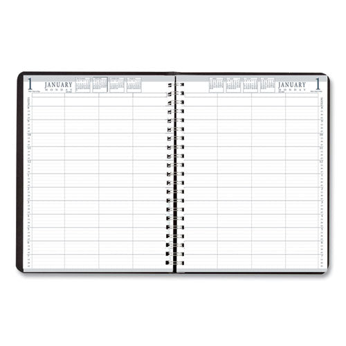 Eight-person Group Practice Daily Appointment Book, 11 X 8.5, Black Cover, 12-month (jan To Dec): 2023