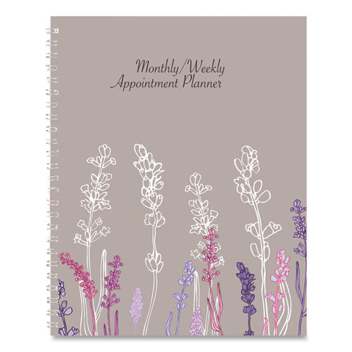 Recycled Wild Flower Weekly/monthly Planner, Wild Flowers Artwork, 9 X 7, Gray/white/purple Cover, 12-month (jan-dec): 2024