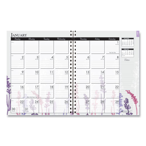 Recycled Wild Flower Weekly/monthly Planner, Wild Flowers Artwork, 9 X 7, Gray/white/purple Cover, 12-month (jan-dec): 2024