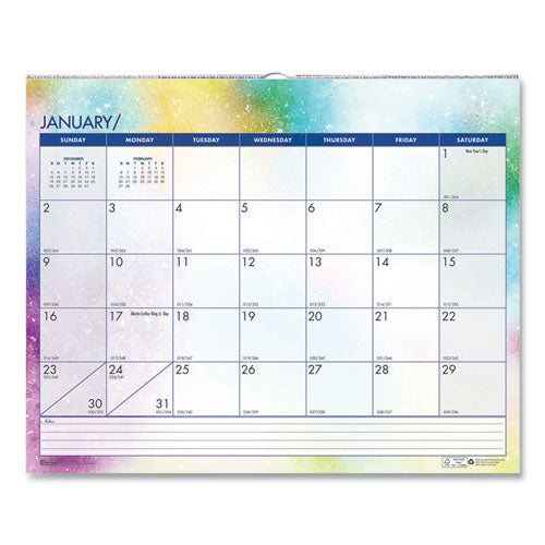 Recycled Cosmos Wall Calendar, Cosmos Artwork, 14.88 X 12, White/blue/multicolor Sheets, 12-month (jan To Dec): 2024
