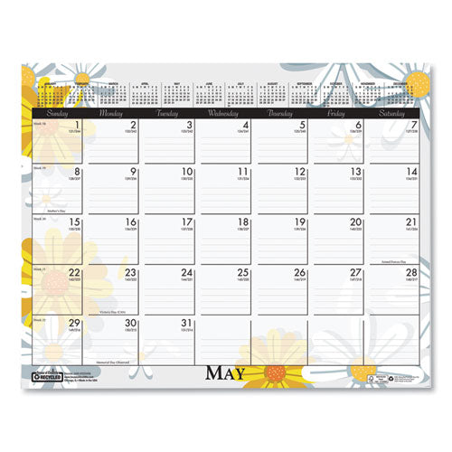 Recycled Wild Flower Wall Calendar, Wild Flowers Artwork, 15 X 12, White/multicolor Sheets, 12-month (jan To Dec): 2024