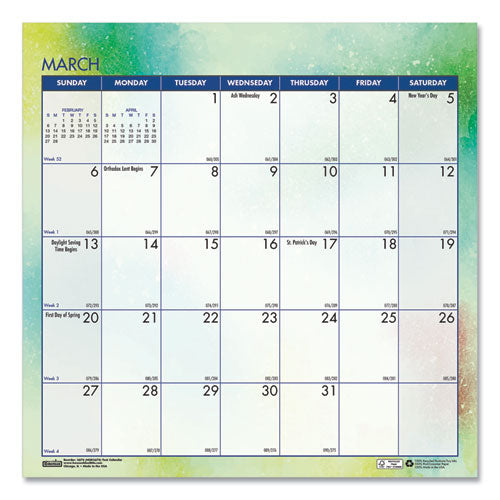 Recycled Cosmos Tent Calendar, Cosmos Artwork, 6 X 6, White/blue/multicolor Sheets, 12-month (jan To Dec): 2024