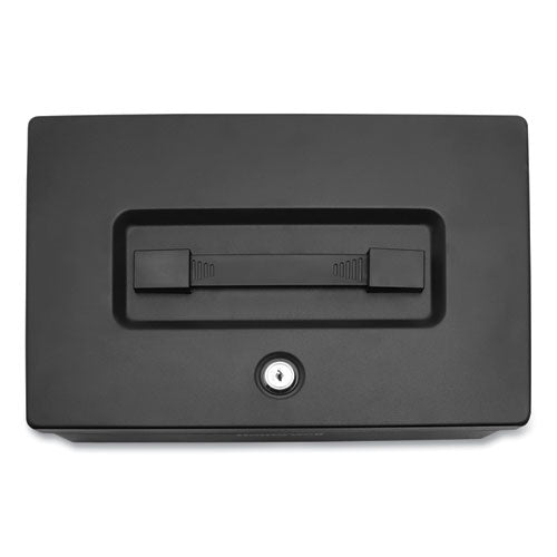 Fire Resistant Steel Security Box With Key Lock, 12.7 X 8.8 X 4.1, Black