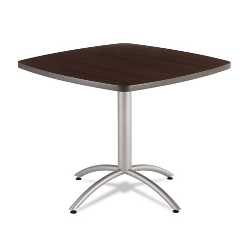 Cafeworks Table, Bistro-height, Round Top, 36" Diameter X 42h, Walnut/silver